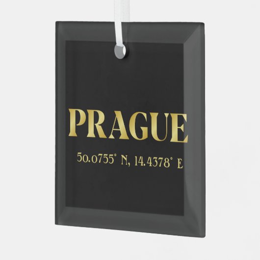 Lux Gold Prag - Breitengrad und Länge Ornament Aus Glas (Vorderseite links)