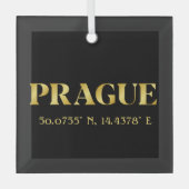 Lux Gold Prag - Breitengrad und Länge Ornament Aus Glas (Vorderseite)