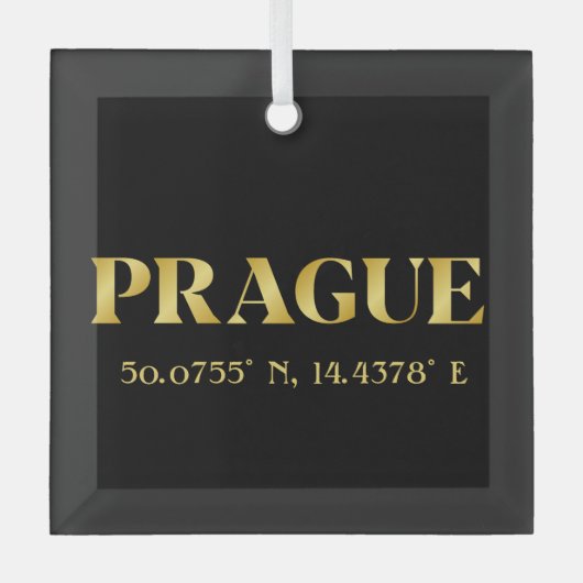 Lux Gold Prag - Breitengrad und Länge Ornament Aus Glas (Vorderseite)