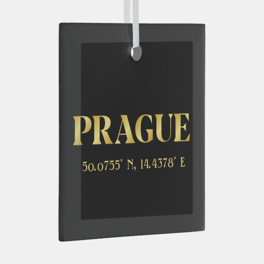 Lux Gold Prag - Breitengrad und Länge Ornament Aus Glas (Vorderseite Rechts)