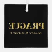 Lux Gold Prag - Breitengrad und Länge Ornament Aus Glas (Rückseite)