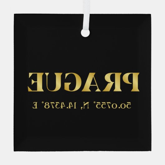 Lux Gold Prag - Breitengrad und Länge Ornament Aus Glas (Rückseite)