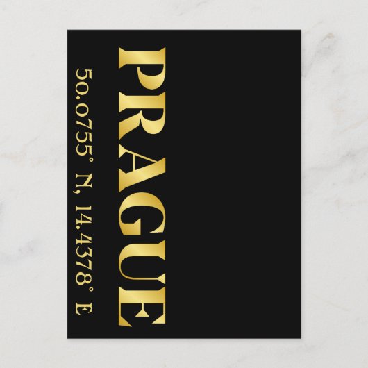 Lux Gold Prag - Breitengrad und Länge Postkarte (Vorderseite)
