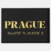 Lux Gold Prague Latitude & Longitude  Magnet (Vorderseite)