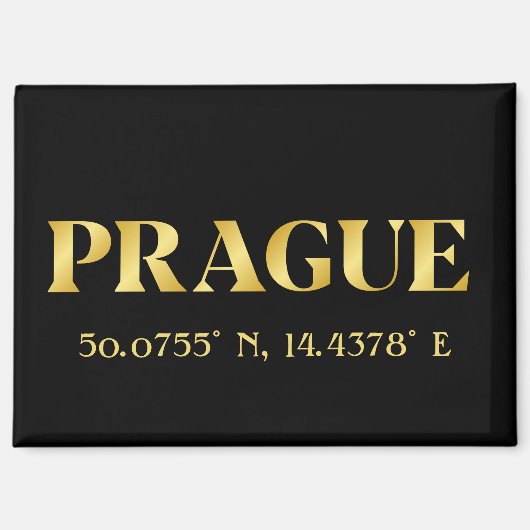 Lux Gold Prague Latitude & Longitude Magnet (Vorderseite)
