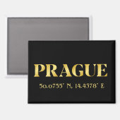 Lux Gold Prague Latitude & Longitude Magnet (Vorderseite/Rückseite)