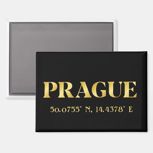 Lux Gold Prague Latitude & Longitude  Magnet (Vorderseite/Rückseite)