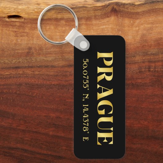 Lux Gold Prague Latitude & Longitude  Schlüsselanhänger (Vorderseite)