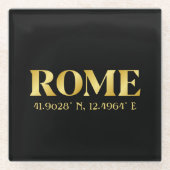Lux Gold Rome Latitude & Longitude Glasuntersetzer (Vorderseite)