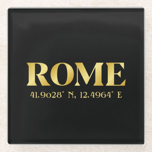Lux Gold Rome Latitude & Longitude Glasuntersetzer (Vorderseite)