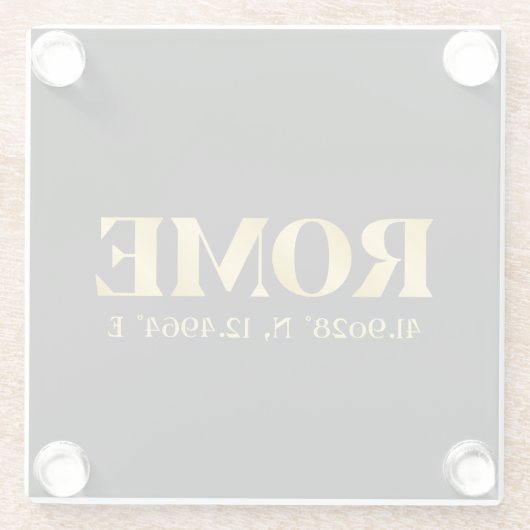 Lux Gold Rome Latitude & Longitude Glasuntersetzer (Rückseite)