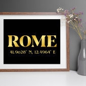 Lux Gold Rome Latitude & Longitude Poster