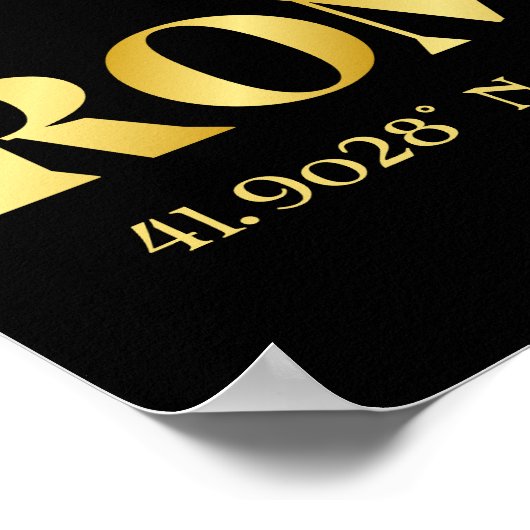 Lux Gold Rome Latitude & Longitude Poster (Ecke)