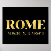 Lux Gold Rome Latitude & Longitude Poster (Vorne)