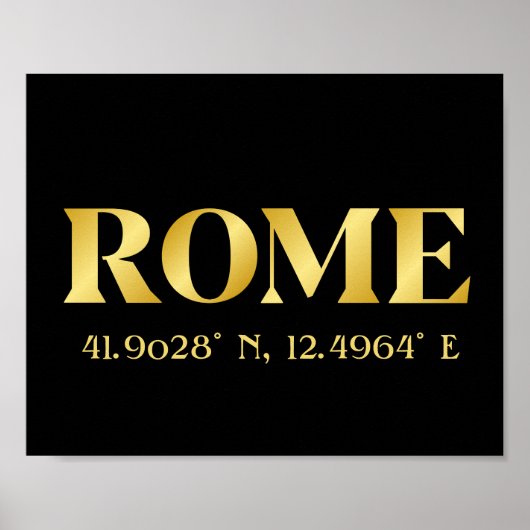 Lux Gold Rome Latitude & Longitude Poster (Vorne)