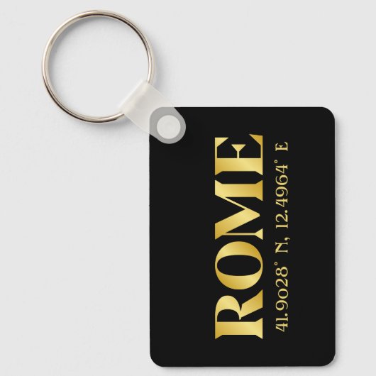 Lux Gold Rome Latitude & Longitude Schlüsselanhänger (Vorderseite)