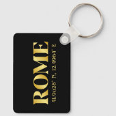 Lux Gold Rome Latitude & Longitude Schlüsselanhänger (Rückseite)