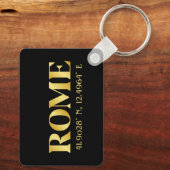 Lux Gold Rome Latitude & Longitude Schlüsselanhänger (Rückseite)