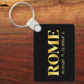 Lux Gold Rome Latitude & Longitude Schlüsselanhänger (Vorderseite)