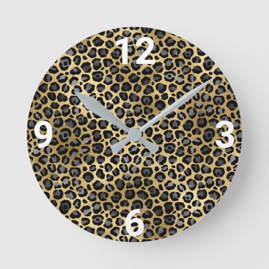 LUX GOLD SILVER LEOPARD WALL CLOCK RUNDE WANDUHR (Vorderseite)