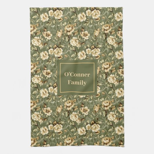 Lux Green Gold Print Personalized Kitchen Towel Geschirrtuch (Vertikal)