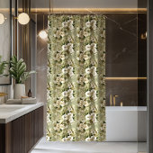 Lux Green Shower Curtain Gold Foliage Accent Duschvorhang
