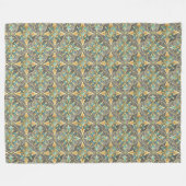 Lux Green und Gold mediterrane Fliesen Blumen Fleecedecke (Vorderseite (Horizontal))