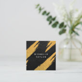 Lux Imitate Gold Kunstdrucke Lederdrucke Quadratische Visitenkarte (Stehend Vorderseite)