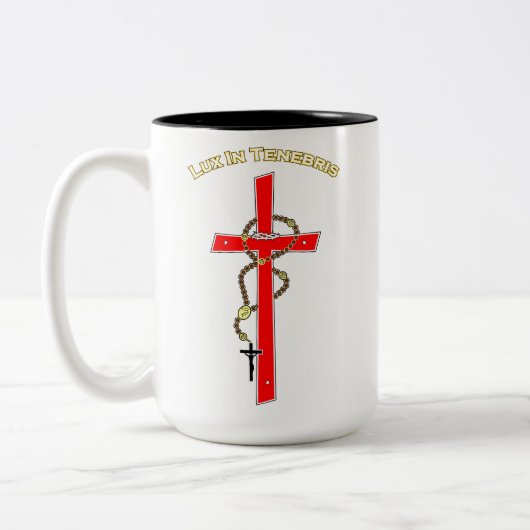 Lux in Tenebris -02 Zweifarbige Tasse (Links)