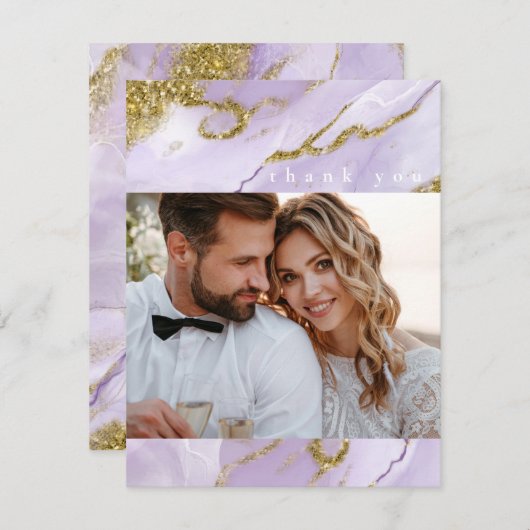 Lux Ink Lavender Abstrakt ID990 Dankeskarte (Vorne/Hinten)