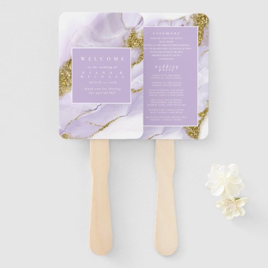 Lux Ink Lavender Abstrakt ID990 Fächer (Vorne und Hinten)