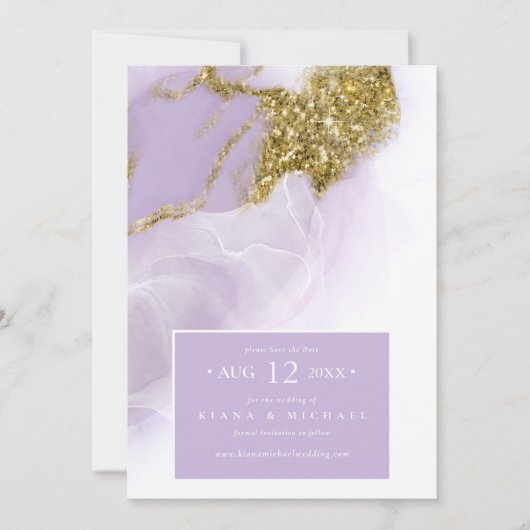 Lux Ink Lavender Abstrakt ID990 Save The Date (Vorderseite)