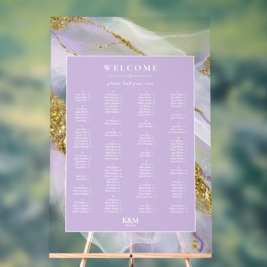 Lux Ink Lavender Abstrakte Sitzkarte ID990 Acrylschild (Neutral)