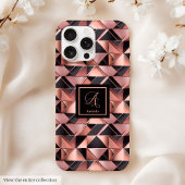 Lux iPhone 15 Case Rose Gold & Black Personalized