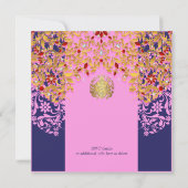 Lux Jeweled Gold Pink Blue Hindu Wedding Einladung (Rückseite)