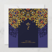 Lux Jeweled Gold Red Blue Hindu Wedding Einladung (Rückseite)