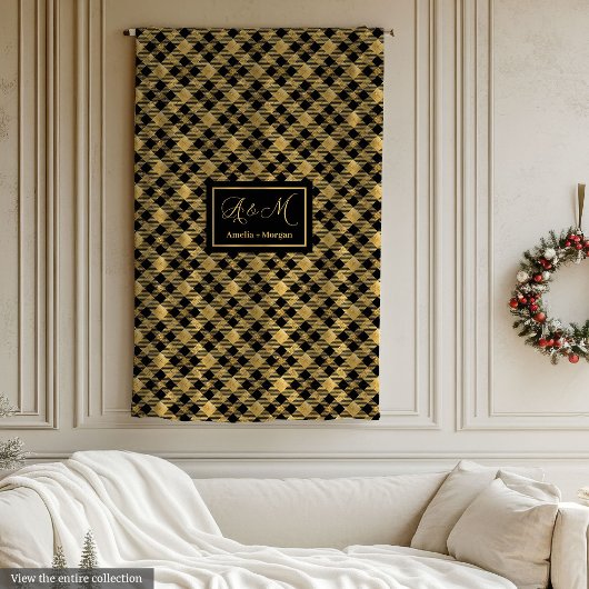 Lux karierte Decke Schwarz Gold Outdoor-Geschenkid