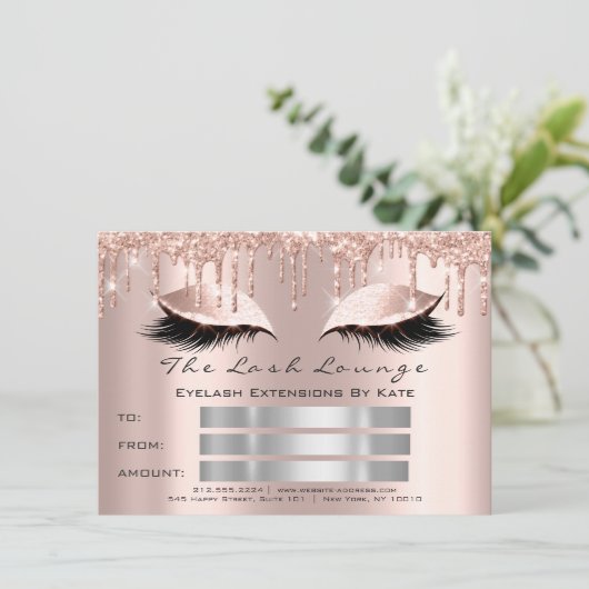 Lux Lashes Gray Spark Gold Makeup Certificate Gesc Einladung (Stehend Vorderseite)