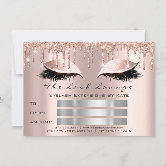 Lux Lashes Gray Spark Gold Makeup Certificate Gesc Einladung (Vorderseite)