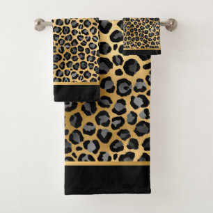 LUX LEOPARD BLACK GOLD BADEZIMMER TOWEL SET