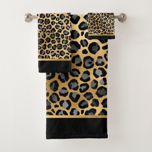 LUX LEOPARD BLACK GOLD BADEZIMMER TOWEL SET (Insitu)