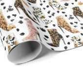 Lux Leopardenprint Hochhackige Stiefel Mode Muster Geschenkpapier (Rolleneckpunkt)