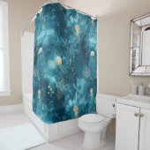 Lux Ocean Jellyfish & Coral Gold Pattern (3) Duschvorhang (Beispiel)