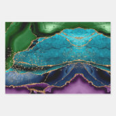 Lux Peacock Agate & Gold Geschenkpapier Set (Vorderseite 2)