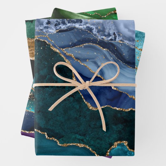 Lux Peacock Agate & Gold Geschenkpapier Set (Beispiel)