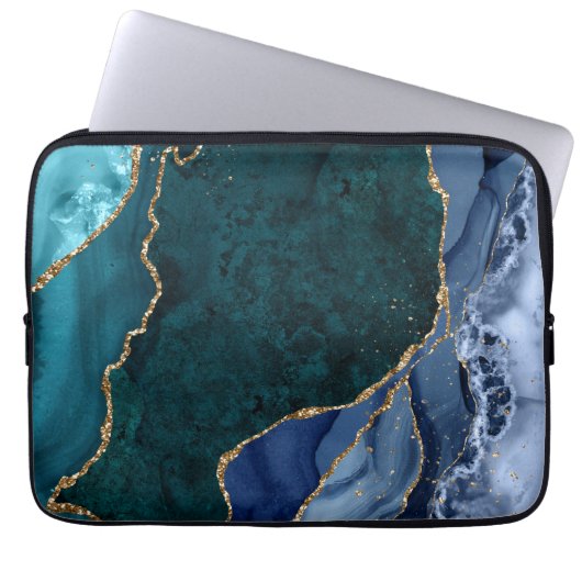 Lux Peacock Agate & Gold Laptopschutzhülle (Vorderseite)