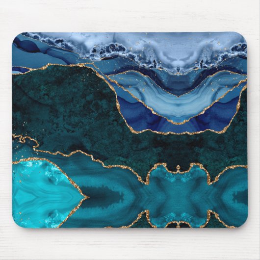 Lux Peacock Agate & Gold Mousepad (Vorne)