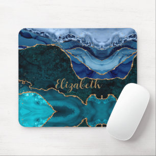 Lux Peacock Agate & Gold Personalisiert Mousepad