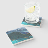 Lux Peacock Agate & Gold Steinuntersetzer (Seitenansicht)