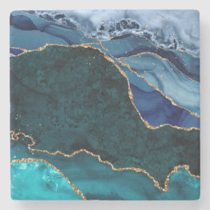 Lux Peacock Agate & Gold Steinuntersetzer